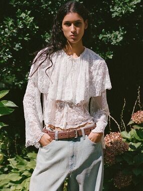 Sea New York New Marja Embroidery Capelet Blouse Pearl Size Small
